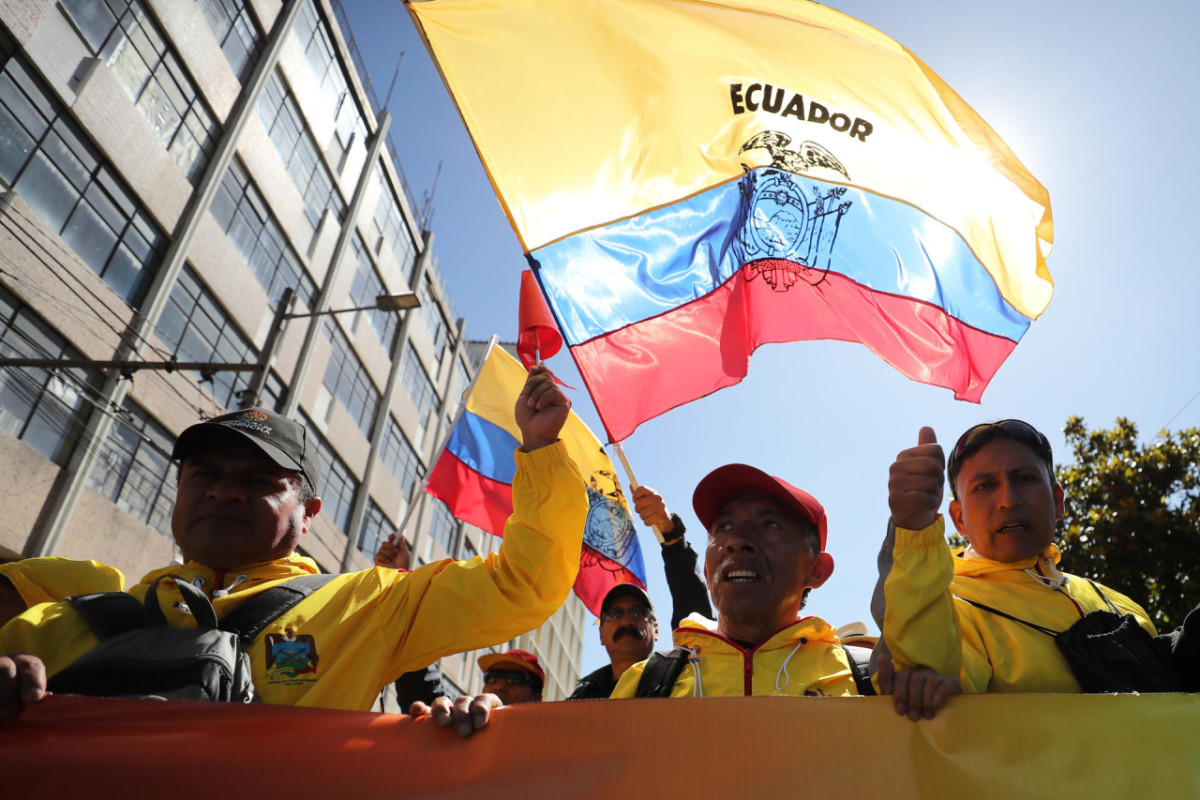 Marcha por el Día del Trabajador en Ecuador. Foto: EFE.