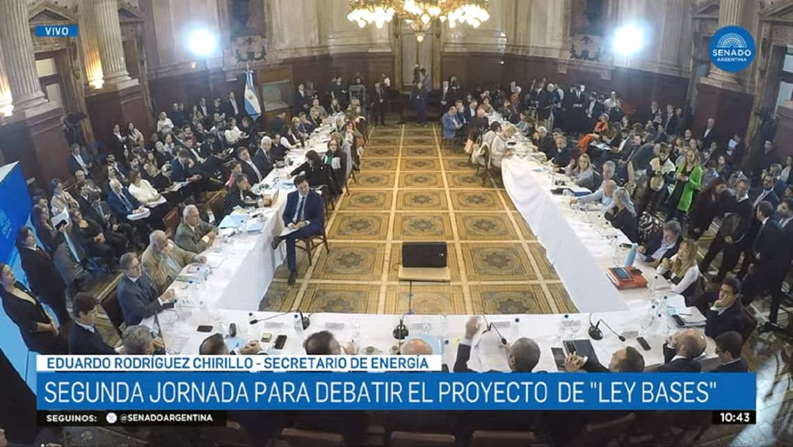 La segunda jornada del debate en comisión de la Ley Bases en el Senado.