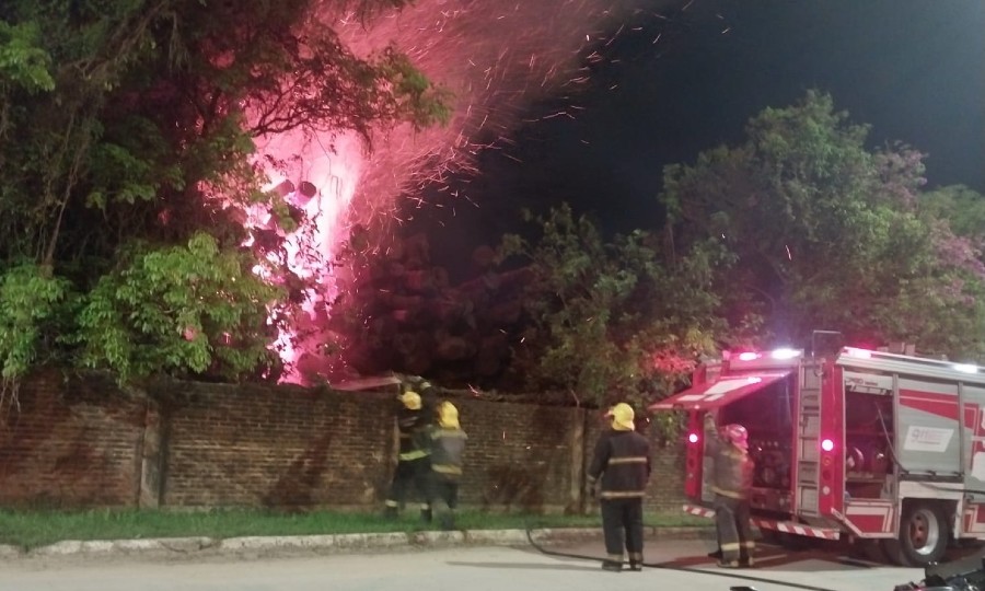 Bomberos extinguieron incendio de rollizos en la fábrica de Unitán - Diario  La Mañana